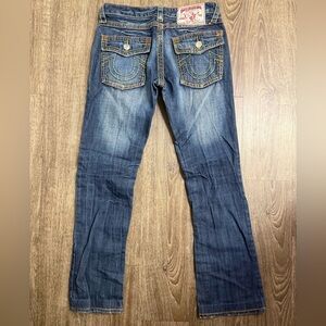 True Religion Billy Bootcut Jeans Womens 27 Blue Flap Pocket Y2K Low Rise